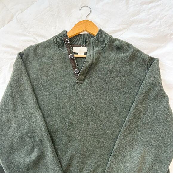 Frederick Anderson Copenhagen Green Cotton Quarter Snap Sweater Men’s Size XL - Picture 3 of 6